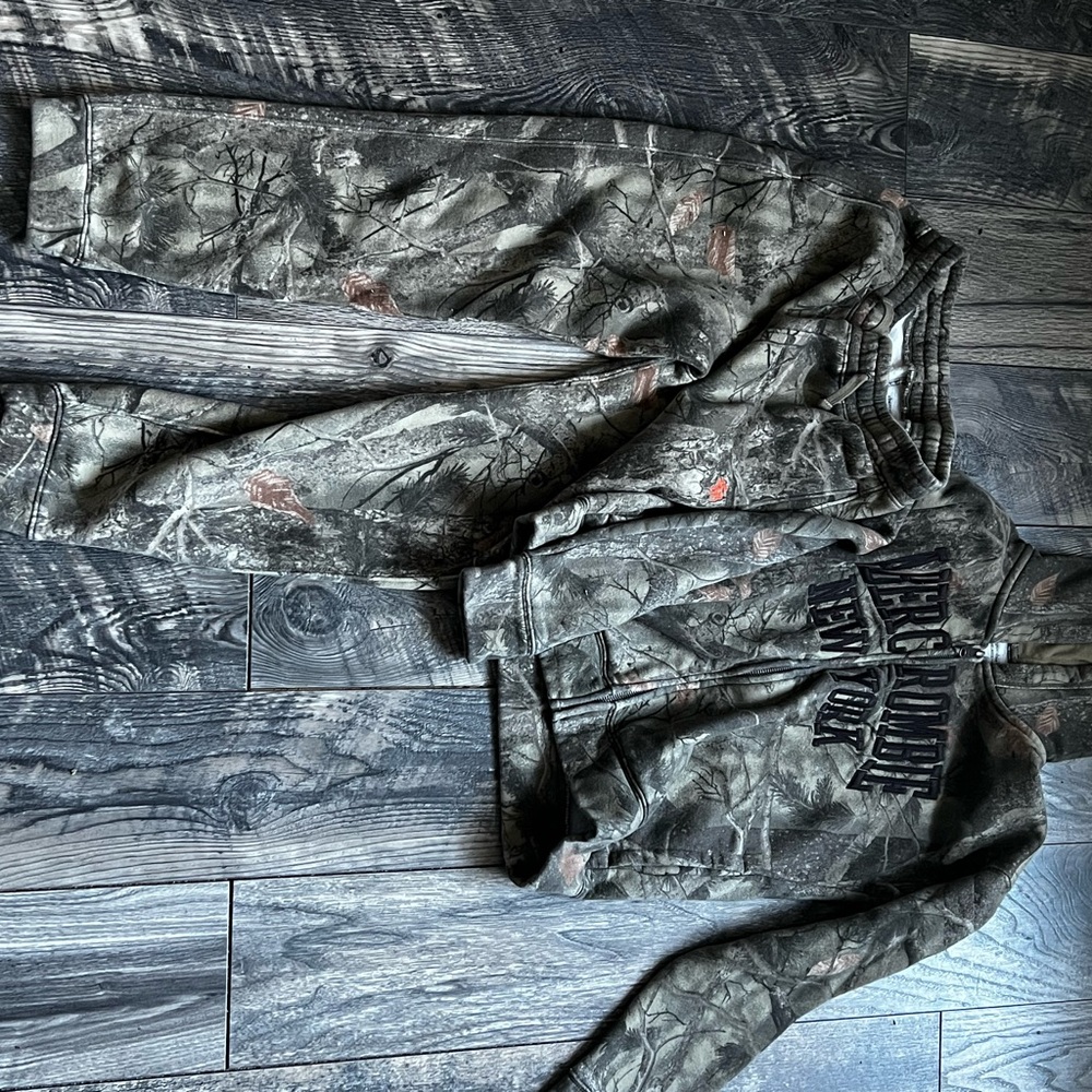 Abercrombie & Fitch Kids Camo Green Brown Matching Hoodie & Pants Set